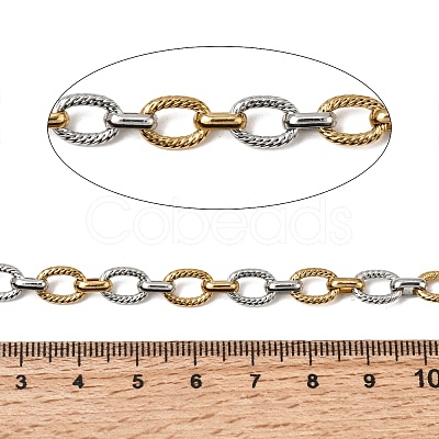 Two Tone 304 Stainless Steel Textured Cable Chains CHS-K018-43GP-1