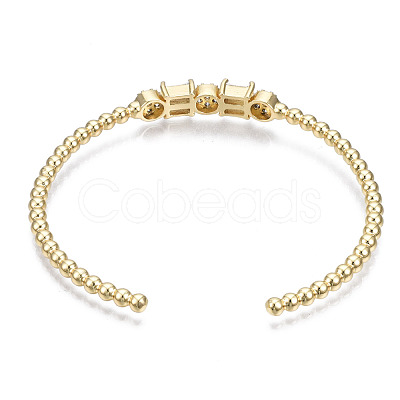 Sparkle Cubic Zirconia Ball Beaded Cuff Bangle for Her BJEW-N012-002-NF-1