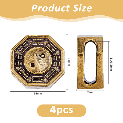 4Pcs Brass European Beads KK-FH0008-27A-AG-1
