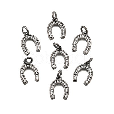 CZ Brass Micro Pave Cubic Zirconia Horse Shoe Charms LS-ZIRC-L018-13B-1
