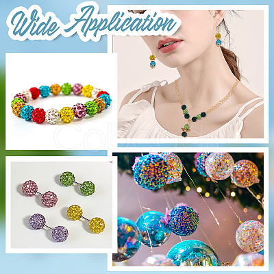 150Pcs 5 Colors Rhinestone Pave Disco Ball Beads RB-UN0001-16-1