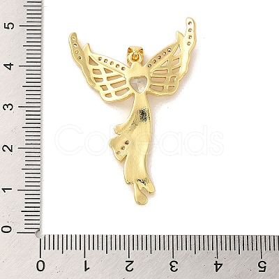 Rack Plating Brass Micro Pave Clear Cubic Zirconia Pendants KK-C047-20E-G-1