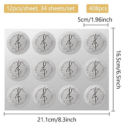 34 Sheets Silver Foil Embossed PET Picture Sticker DIY-WH0528-026-1