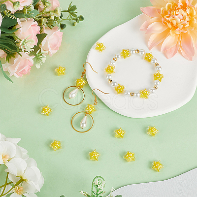 50Pcs Glass Beads LAMP-SC0001-39-1