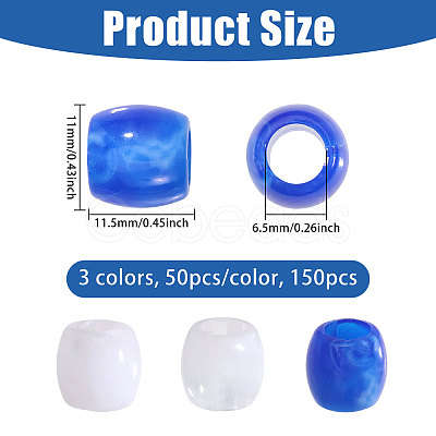 3 Bags 3 Colors Plastic European Beads KY-CA0001-63B-1