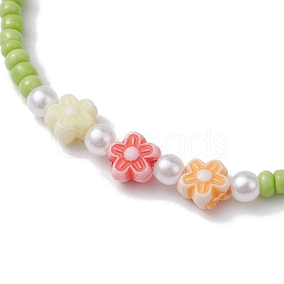 6Pcs 6 Colors Flower Acrylic Stretch Bracelets BJEW-JB10235-02-1