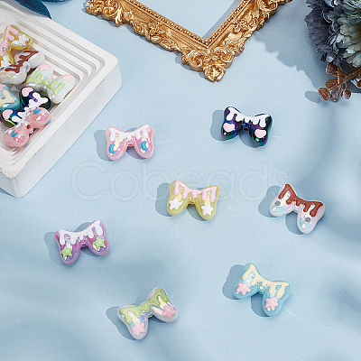 14Pcs 7 Colors Plating Acrylic Beads OACR-AN0001-01-1