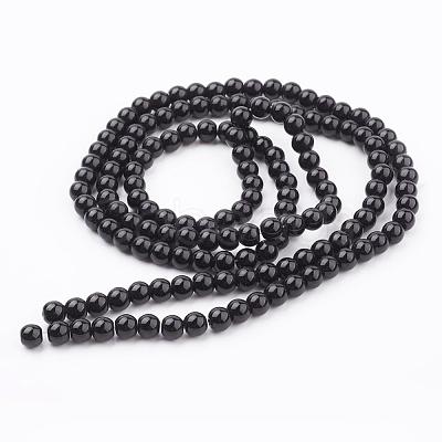 Black Glass Pearl Round Loose Beads For Jewelry Necklace Craft Making X-HY-6D-B20-1