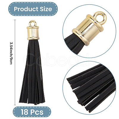 18Pcs PU Imitation Leather Tassel Pendants FIND-CL0001-71A-1