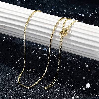 Rack Plating 1MM Brass Box Chain Necklaces for Women LS-NJEW-H049-02G-1