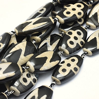 Tibetan Style Lightning & 5-Eye dZi Beads Strands TDZI-O003-35-1