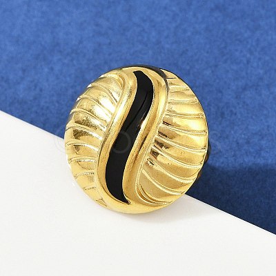 Flat Round 304 Stainless Steel Enamel Finger Rings for Women RJEW-G355-07G-1