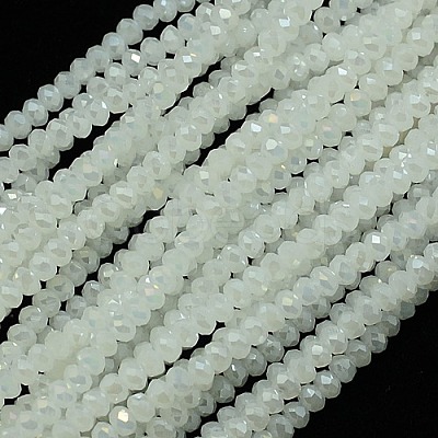 Opaque Solid Color Crystal Glass Rondelle Beads Strands EGLA-F049A-01-1
