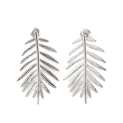 Non-Tarnish Leaf 304 Stainless Steel Stud Earrings for Women EJEW-L272-034P-06-1