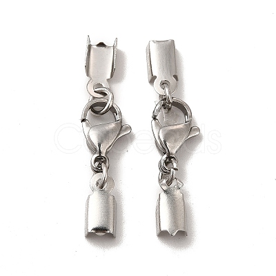 304 Stainless Steel Lobster Claw Clasps with Cord Ends X-STAS-H179-02P-1