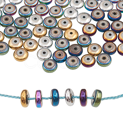 210Pcs 6 Colors PVD Vacuum Plating Non-magnetic Synthetic Hematite Beads G-CJ0001-45-1