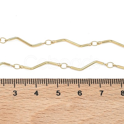 304 Stainless Steel Wave Bar Link Chain Necklaces NJEW-D299-01G-1