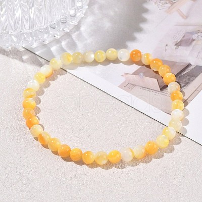 5MM Natural Yellow Shell Round Beaded Stretch Bracelets SH-CBACA76-18A-1