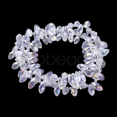 Electroplate Glass Faceted Teardrop Beads Strands EGLA-D014-01-1