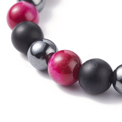 Round Stone Beads Stretch Bracelets BJEW-JB07259-04-1