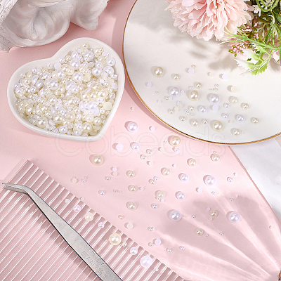 5400Pcs 12 Styles Half Round ABS Plastic Imitation Pearl Cabochons OACR-PA0001-18-1