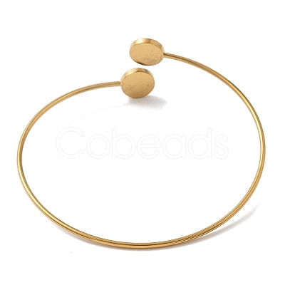 Ion Plating(IP) 304 Stainless Steel Cuff Blank Bangle Bases with Round Tray STAS-Z088-03B-G-1