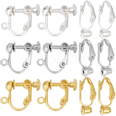 36Pcs 6 Styles Brass Clip-on Earring Converters Findings KK-SC0004-71-1