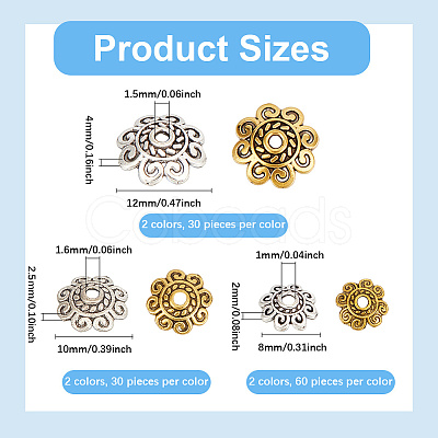 240Pcs Tibetan Style Alloy Flower Bead Caps TIBEB-SP0001-20-1