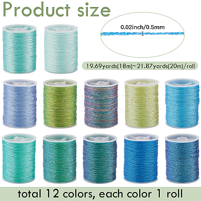 12 Rolls 12 Colors Metallic Sewing Thread OCOR-CY0002-02D-1