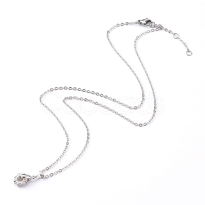 Brass Micro Pave Clear Cubic Zirconia Pendant Necklaces NJEW-JN03341-01-1