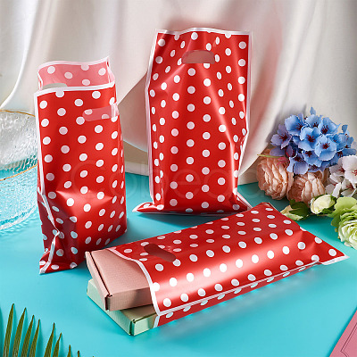 Polka Dot PET Plastic Packing Bags with Die Cut Hole Handle ABAG-TADJ0002-001F-1