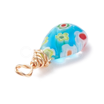 Handmade Millefiori Glass Pendants PALLOY-JF01290-1