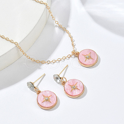 Zinc Alloy Crystal Rhinestone & Acrylic Pendant Necklaces & Stud Dangle Earrings Sets WGD1CBB-02-1