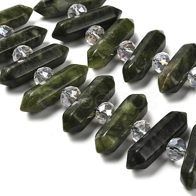 Natural Chinese Jade Southern Jade Double Terminated Point Beads Strands G-H069-B15-01-1
