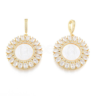 Brass Micro Pave Clear Cubic Zirconia Pendants KK-N227-131-1