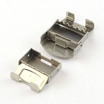 Tarnish Resistant Smooth Surface 201 Stainless Steel Watch Band Clasps STAS-R063-83-1