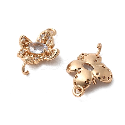 Brass Micro Pave Cubic Zirconia Connector Charms KK-Z103-10KCG-02-1