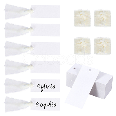 50Pcs Rectangle Blank White Paper Gift Tags CDIS-WH0021-059B-1