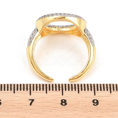 Brass Micro Pave Clear Cubic Zirconia Cuff Open Rings RJEW-T028-02B-G-1