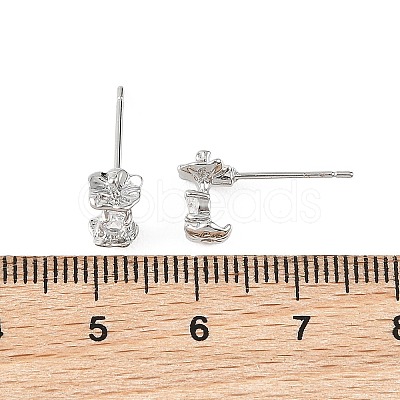 SHEGRACE Apple Brass Micro Pave Clear Cubic Zirconia Stud Earrings XGRQ4N144-715P-1