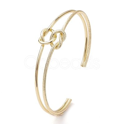 Brass Wire Wrap Knot Cuff Bangles BJEW-D039-38G-1