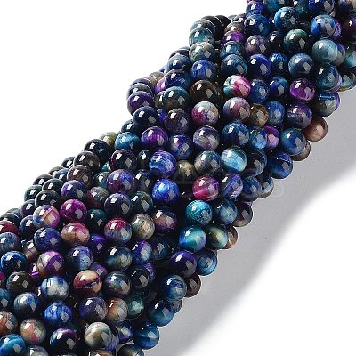 Natural Rainbow Tiger Eye Beads Strands G-NH0002-A01-B01-1