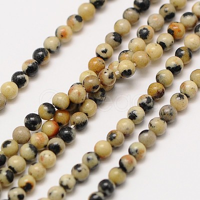 Natural Gemstone Dalmatian Jasper Round Beads Strands LS-G-A130-3mm-20-1