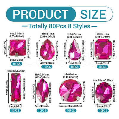 80Pcs 8 Styles Sew on Rhinestone RGLA-TA0001-11D-1