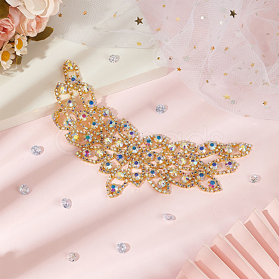 Brass Rhinestone Applique Patch KK-WH0081-78G-1