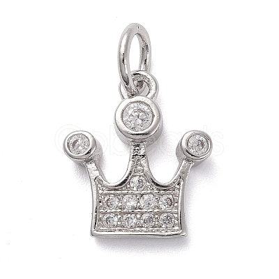 Brass Micro Pave Clear Cubic Zirconia Charms KK-I658-17P-1
