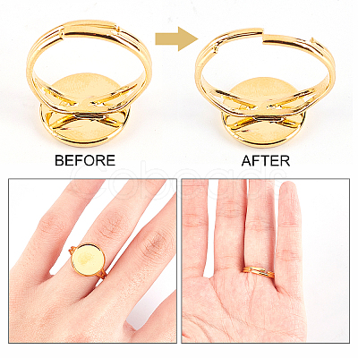 40pcs 2 Colors Adjustable Brass Ring Components and 40Pcs Glass Cabochons DIY-PH0002-70-1