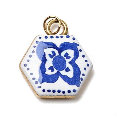 Printing 304 Stainless Steel Pendants STAS-K304-06D-G-1