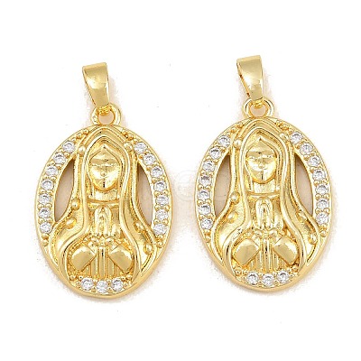 Brass Micro Pave Clear Cubic Zirconia Pendants CU-CBAA571-11G-1