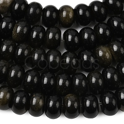 Natural Golden Sheen Obsidian Beads Strands G-A280-A15-02-1